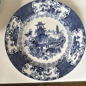 Allertons England "Chinese" Pattern Plate 1900s, Blue‎ & White Salad Plates
